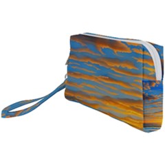 Orange Sunset On The Beach Wristlet Pouch Bag (small) by GardenOfOphir