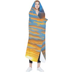 Orange Sunset On The Beach Wearable Blanket