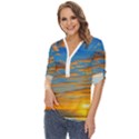 Orange Sunset On The Beach Zip Up Long Sleeve Blouse View2