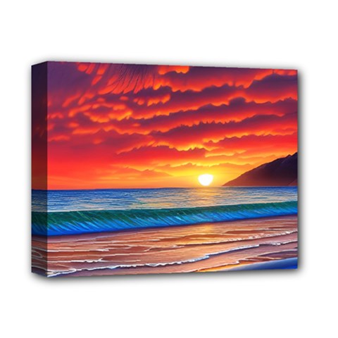 Sunset Over The Ocean Deluxe Canvas 14  X 11  (stretched) by GardenOfOphir