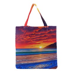 Sunset Over The Ocean Grocery Tote Bag by GardenOfOphir