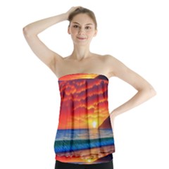 Sunset Over The Ocean Strapless Top by GardenOfOphir