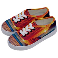 Sunset Over The Ocean Kids  Classic Low Top Sneakers by GardenOfOphir