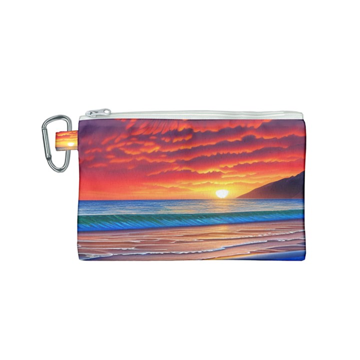 Sunset Over The Ocean Canvas Cosmetic Bag (Small)