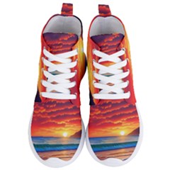 Sunset Over The Ocean Women s Lightweight High Top Sneakers by GardenOfOphir