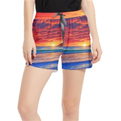 Sunset Over The Ocean Women s Runner Shorts by GardenOfOphir