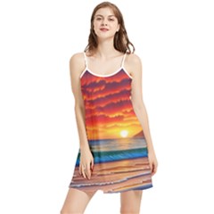 Sunset Over The Ocean Summer Frill Dress by GardenOfOphir