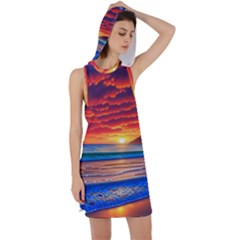 Sunset Over The Ocean Racer Back Hoodie Dress by GardenOfOphir