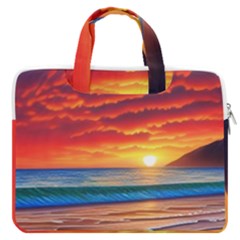 Sunset Over The Ocean Macbook Pro 13  Double Pocket Laptop Bag by GardenOfOphir