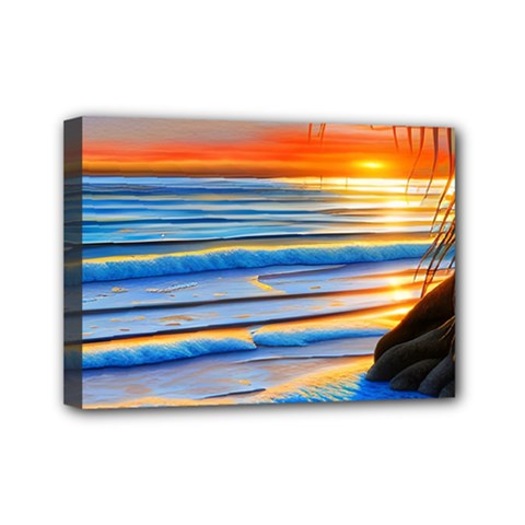 Tropical Sunset Mini Canvas 7  X 5  (stretched) by GardenOfOphir