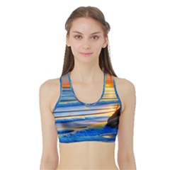 Tropical Sunset Sports Bra With Border by GardenOfOphir