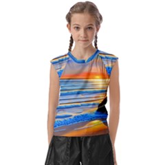 Tropical Sunset Kids  Raglan Cap Sleeve Tee by GardenOfOphir