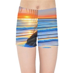 Tropical Sunset Kids  Sports Shorts by GardenOfOphir