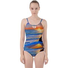 Tropical Sunset Cut Out Top Tankini Set by GardenOfOphir