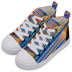 Tropical Sunset Kids  Mid-top Canvas Sneakers by GardenOfOphir