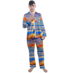 Tropical Sunset Men s Long Sleeve Satin Pajamas Set