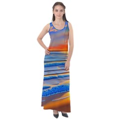 Tropical Sunset Sleeveless Velour Maxi Dress by GardenOfOphir