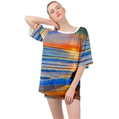 Tropical Sunset Oversized Chiffon Top by GardenOfOphir