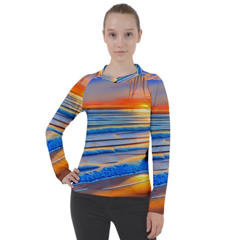 Tropical Sunset Women s Pique Long Sleeve Tee by GardenOfOphir