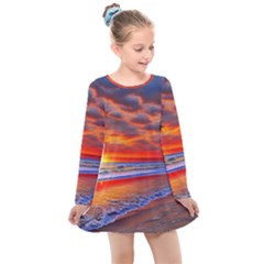 Golden Sun Kids  Long Sleeve Dress by GardenOfOphir