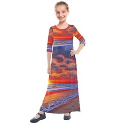 Golden Sun Kids  Quarter Sleeve Maxi Dress by GardenOfOphir