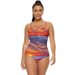 Golden Sun Retro Full Coverage Swimsuit by GardenOfOphir