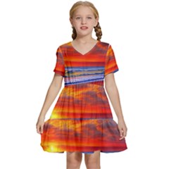 Golden Sun Kids  Short Sleeve Tiered Mini Dress by GardenOfOphir