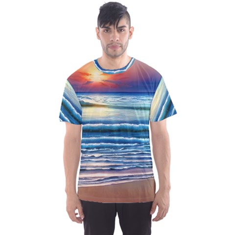 Sunset Beach Waves Men s Sport Mesh Tee by GardenOfOphir