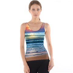 Sunset Beach Waves Tank Top by GardenOfOphir