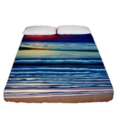 Sunset Beach Waves Fitted Sheet (king Size) by GardenOfOphir