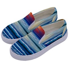 Sunset Beach Waves Kids  Canvas Slip Ons by GardenOfOphir