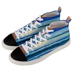 Sunset Beach Waves Men s Mid-top Canvas Sneakers by GardenOfOphir