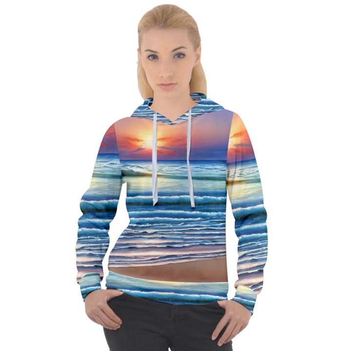 Sunset Beach Waves Women s Overhead Hoodie