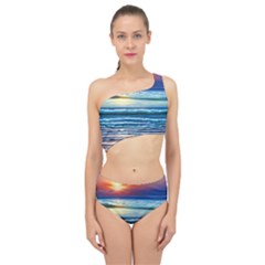 Sunset Beach Waves Spliced Up Two Piece Swimsuit by GardenOfOphir