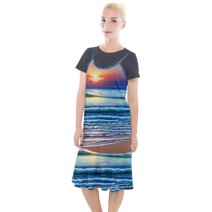 Sunset Beach Waves Camis Fishtail Dress