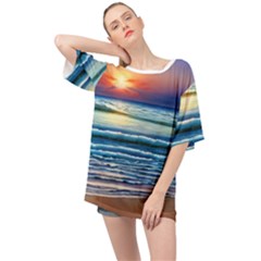 Sunset Beach Waves Oversized Chiffon Top by GardenOfOphir