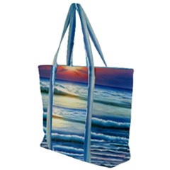 Sunset Beach Waves Zip Up Canvas Bag by GardenOfOphir