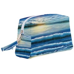 Sunset Beach Waves Wristlet Pouch Bag (large) by GardenOfOphir