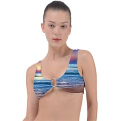 Sunset Beach Waves Ring Detail Bikini Top by GardenOfOphir