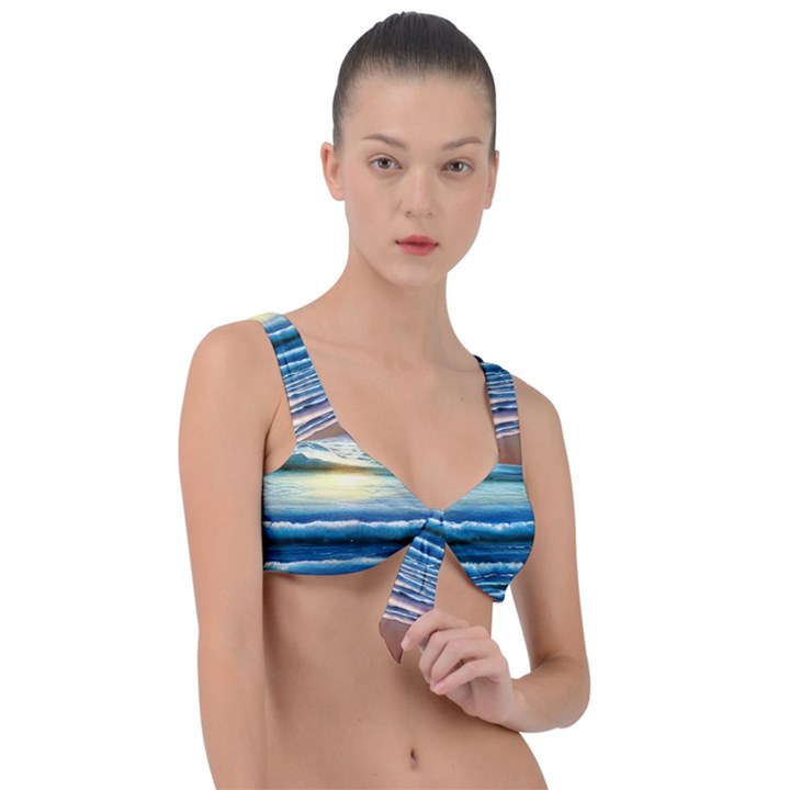 Sunset Beach Waves Front Tie Bikini Top