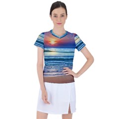 Sunset Beach Waves Women s Sports Top by GardenOfOphir