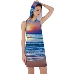 Sunset Beach Waves Racer Back Hoodie Dress by GardenOfOphir