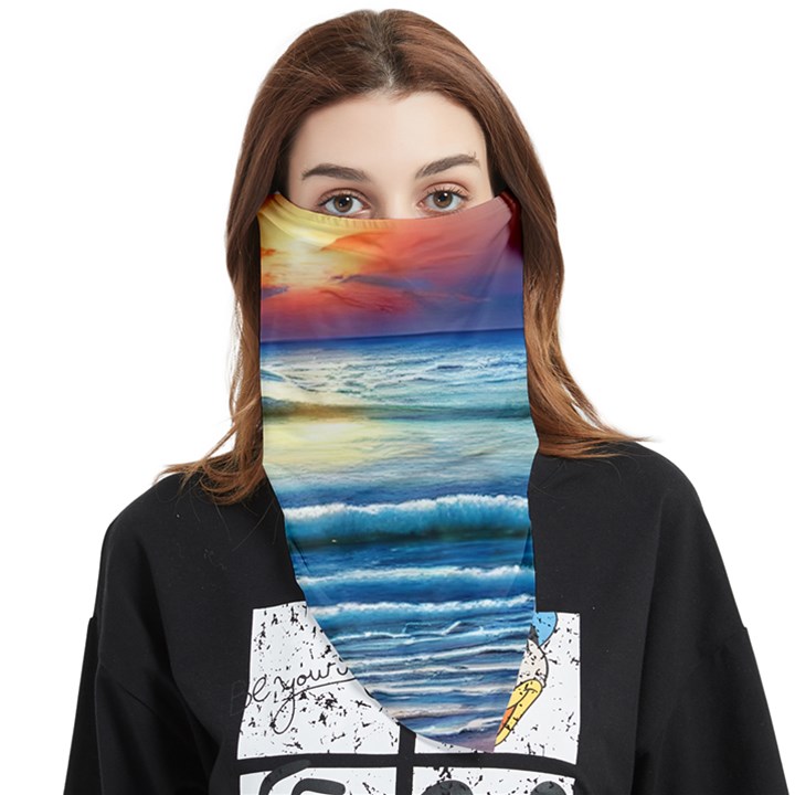 Sunset Beach Waves Face Covering Bandana (Triangle)