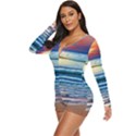 Sunset Beach Waves Long Sleeve Boyleg Swimsuit View2