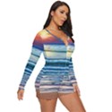 Sunset Beach Waves Long Sleeve Boyleg Swimsuit View3