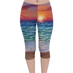 Nature s Beauty Velvet Capri Leggings  by GardenOfOphir