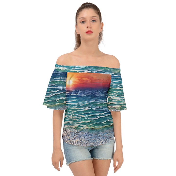 Nature s Beauty Off Shoulder Short Sleeve Top