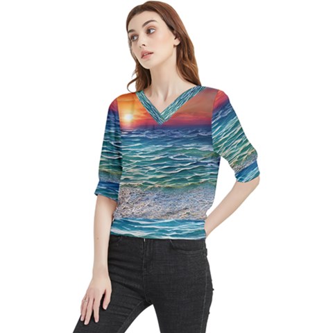 Nature s Beauty Quarter Sleeve Blouse by GardenOfOphir