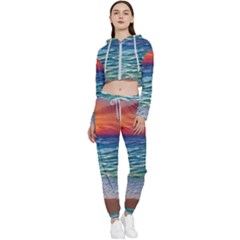 Nature s Beauty Cropped Zip Up Lounge Set by GardenOfOphir