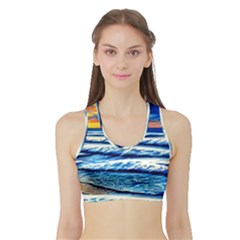 Sandy Beach Dreams Sports Bra With Border by GardenOfOphir